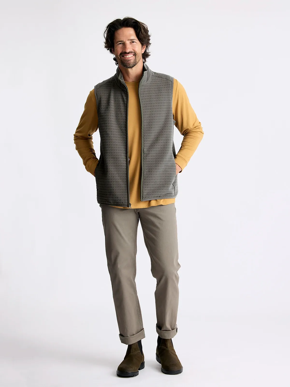 Men's Gridback Fleece Vest - Dark Olive