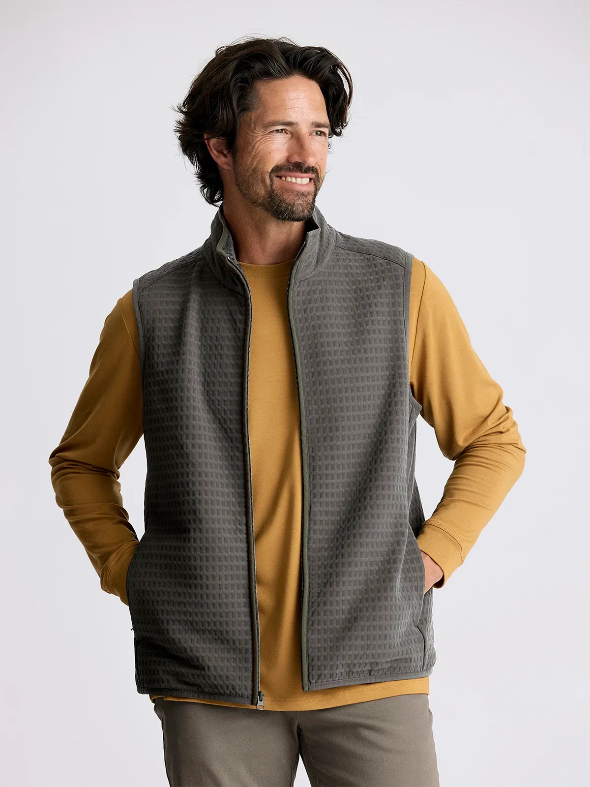 Men's Gridback Fleece Vest - Dark Olive