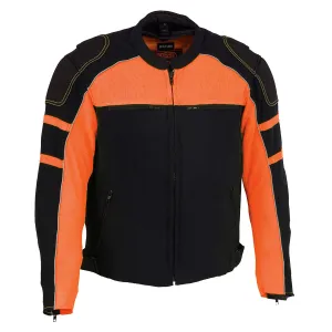 Milwaukee Leather MPM1791 Men's Black and Orange Textile Armored Motorcycle Riding Jacket