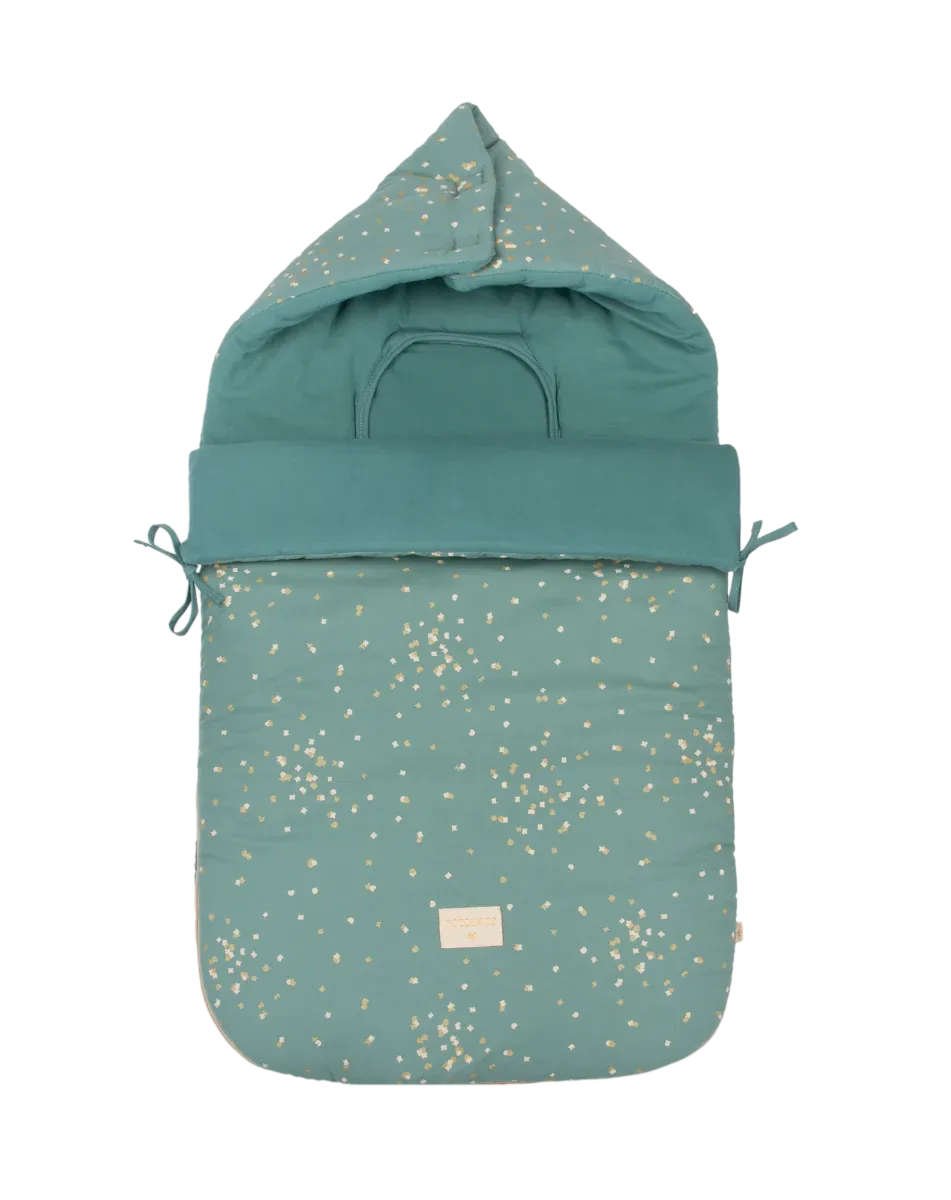 Nobodinoz New Passegiata Footmuff | Gold Confetti /Magic Green