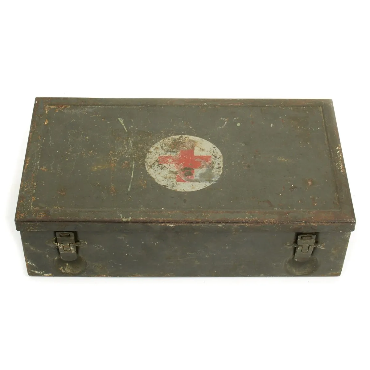 Original German WWII Verbandkasten Medic First Aid Set in Steel Chest