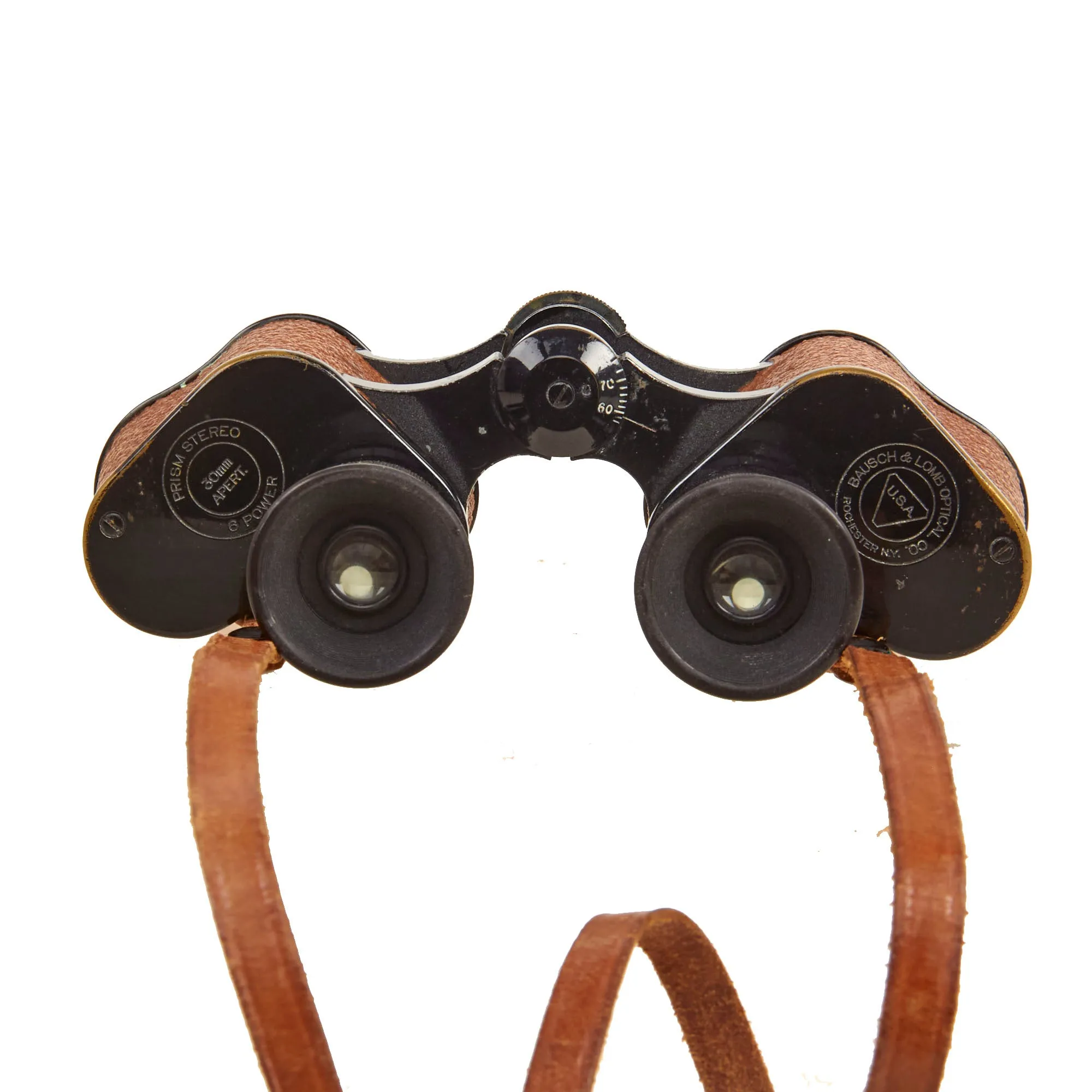 Original U.S. WWI Era Army Signal Corps Binoculars by Bausch & Lomb with Compass Equipped Leather Case