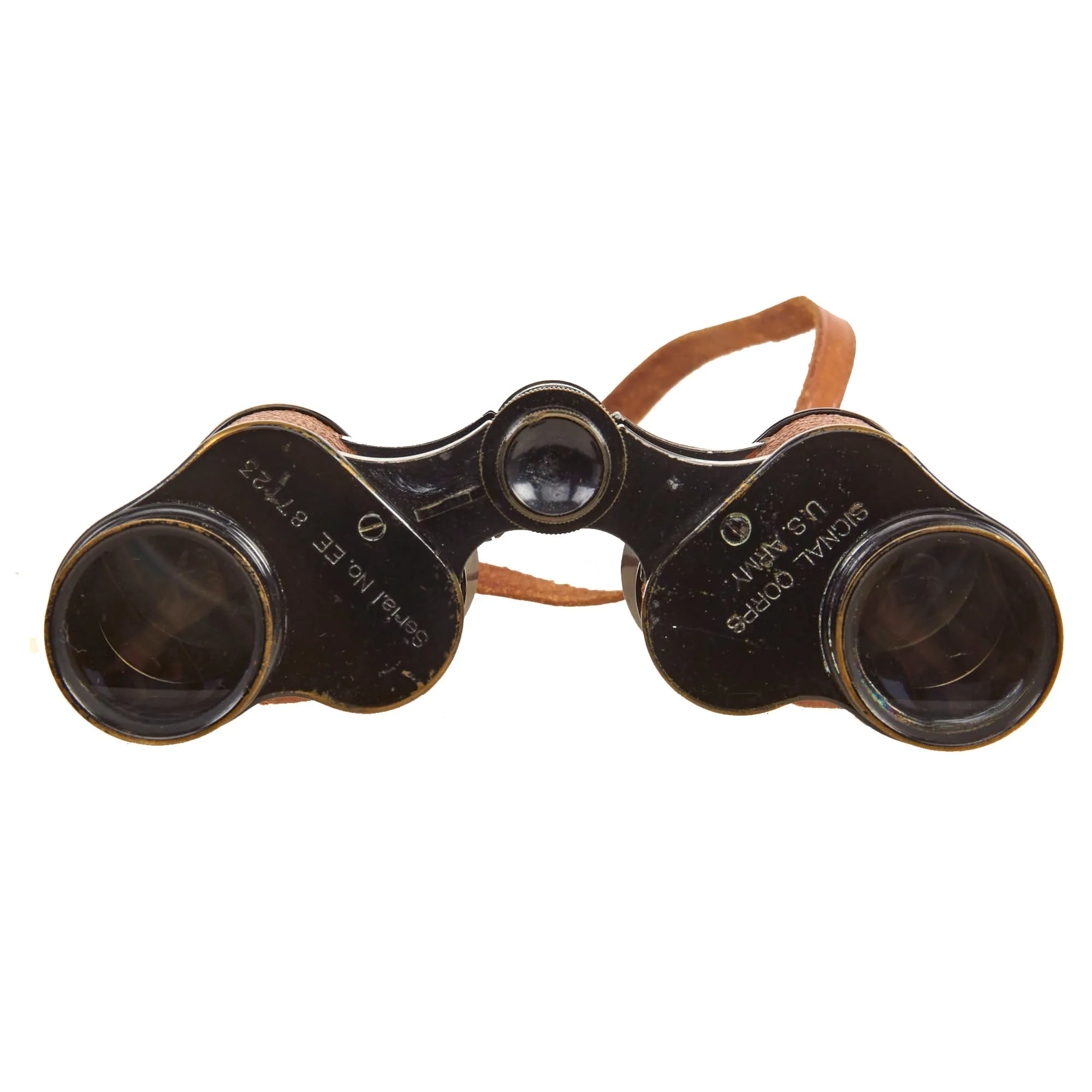 Original U.S. WWI Era Army Signal Corps Binoculars by Bausch & Lomb with Compass Equipped Leather Case