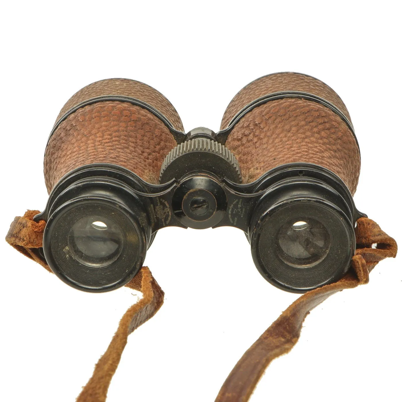 Original WWI U.S. Navy 3 Power Leather Covered Binoculars with Leather Case