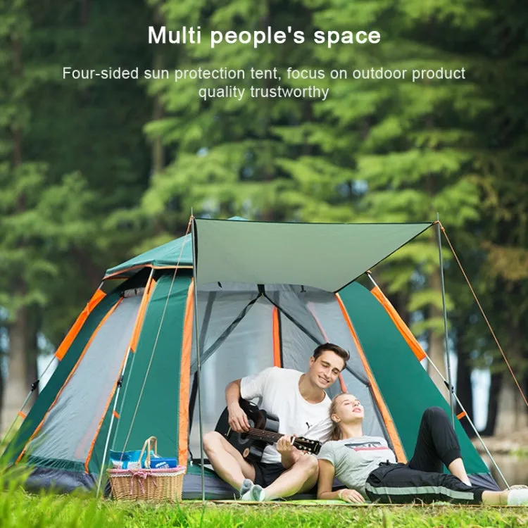 Outdoor 3-4 People Beach Thickening Rainproof Automatic Speed Open Four-sided Camping Tent, Style:Upgraded Large Vinyl(Dark Green)