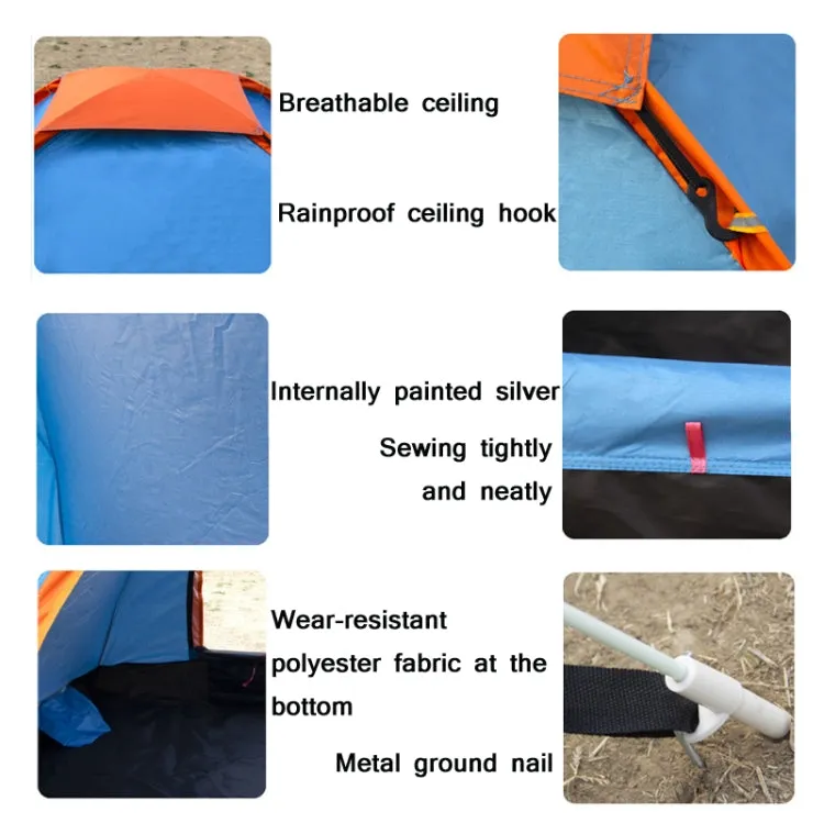 Outdoor Camping Beach Rainproof Sun-proof Automatic Quick Install Tent For Double People(Blue)