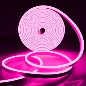 Pink Neon Flex 12V 6x12mm 120LEDs/m IP65 Waterproof 2.5cm Cut Kit