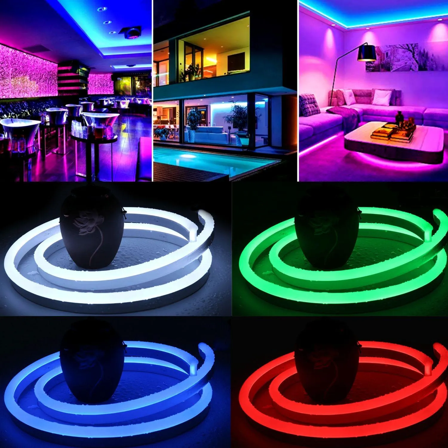 RGB Neon Flex 220V 240V 10x18mm IP65 Wireless WIFI App Control work with Google and Alexa