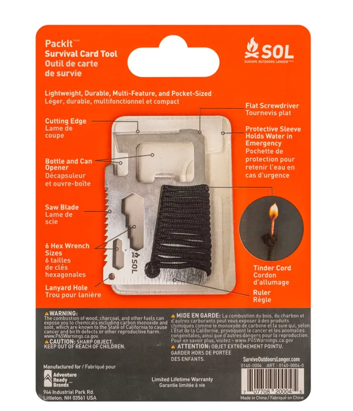 SOL PackIt Survival Card Tool