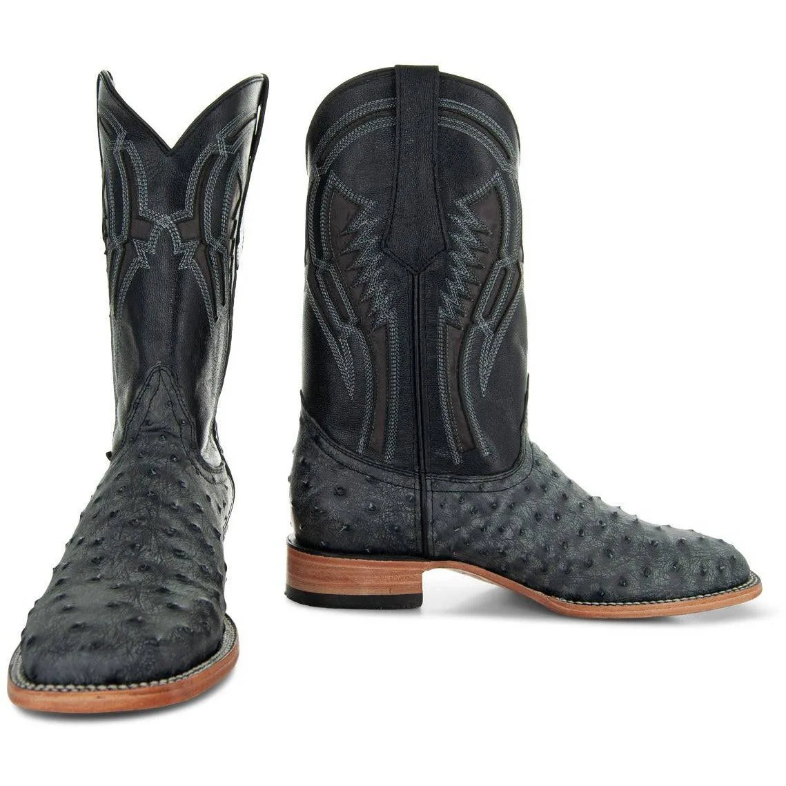 Soto Boots Mens Out of the Wild Black Ostrich Print Boots H50031