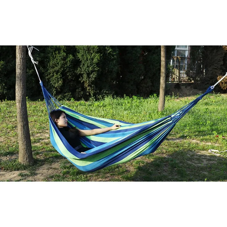 Thick Canvas Hammock Field Rollover Prevention Outdoor  Hammock Swing 260x100 No Stick (Blue Stripes)