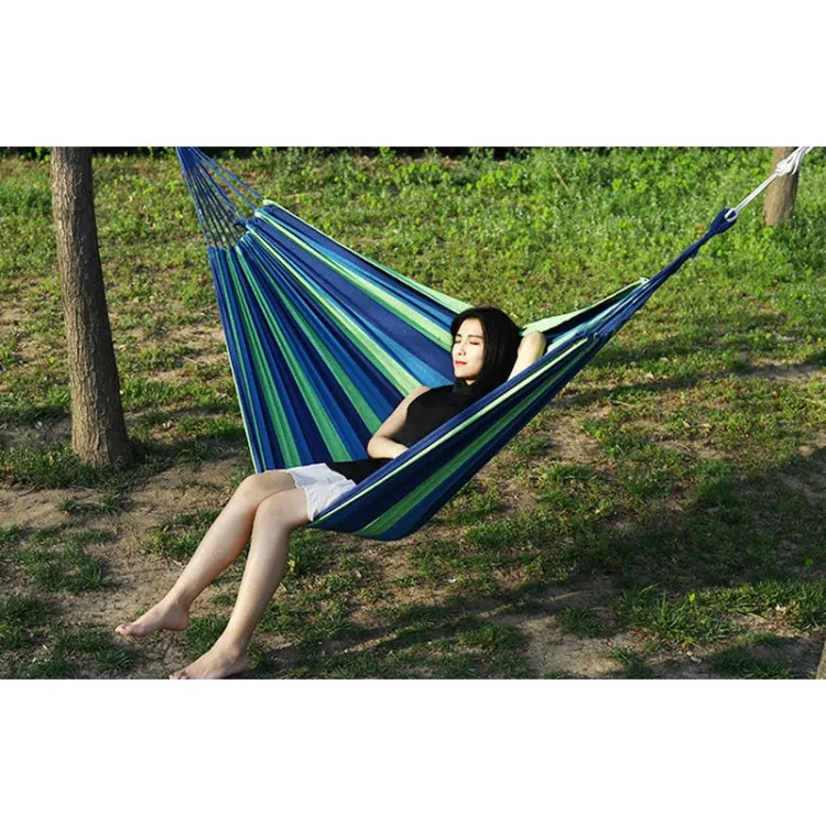 Thick Canvas Hammock Field Rollover Prevention Outdoor  Hammock Swing 260x100 No Stick (Blue Stripes)