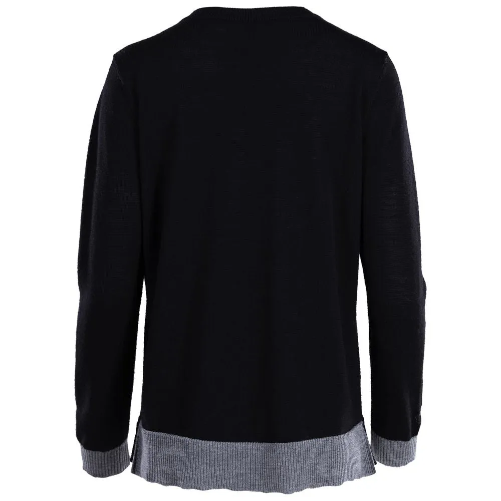 Womens Merino Crew Sweater (Black/Charcoal)